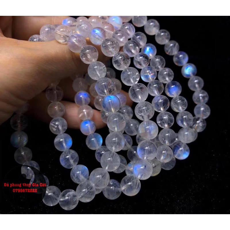 Vòng tay đá mặt trăng moonstone 8A Vip Đẹp siêu ánh siêu trong kiểm định