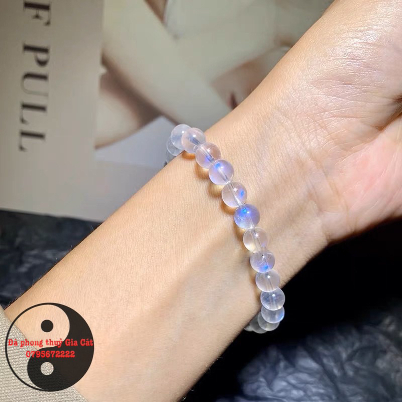Vòng tay đá mặt trăng moonstone 8A Vip Đẹp siêu ánh siêu trong kiểm định