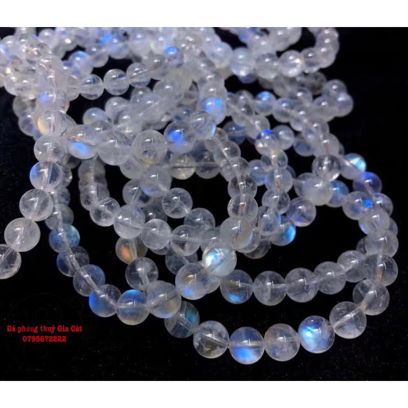 Vòng tay đá mặt trăng moonstone 8A Vip Đẹp siêu ánh siêu trong kiểm định