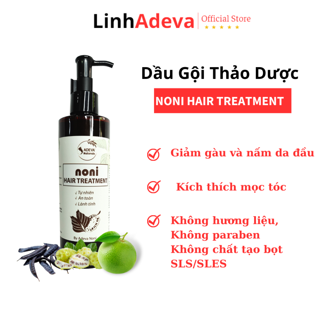 Dầu Gội Đầu Thảo Mộc ADEVA NONI HAIR TREATMENT, Giúp Làm Sạch Tự Nhiên, Giảm Gàu Và Nấm Da Đầu 250MLML
