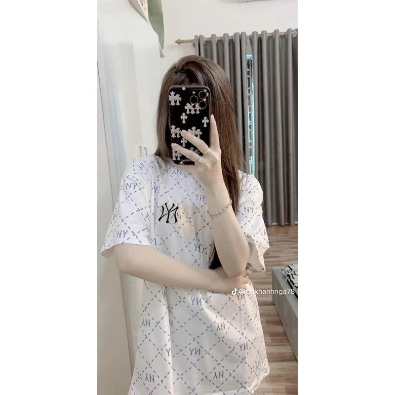 Áo thun Nam Nữ in kín ô vuông N--Y , chất cotton Form rộng Unisex