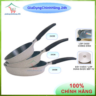 Chảo đá chống dính 7 lớp marble stone locknlock size 24cm, 26cm, 28cm - chính hãng