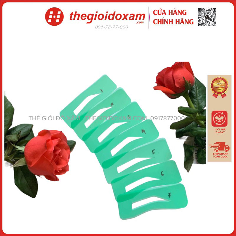 Khuôn kẻ vẽ lông mày siêu nhanh màu xanh, hồng 5 dáng, 7 dáng