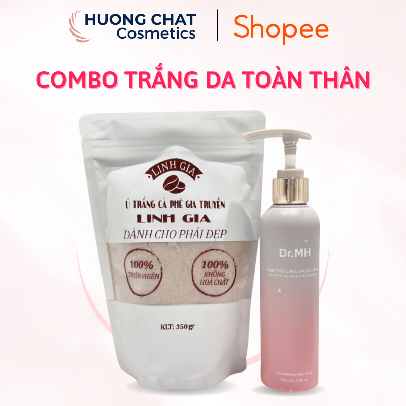 Bộ Đôi Sữa Tắm Trắng Da Toàn Thân Chuyên Biệt Dr.MH (Tắm trắng 200ml + Ủ trắng cafe Linh Gia)