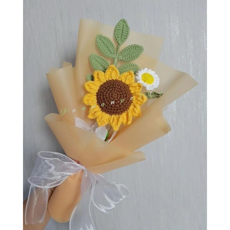 Bó hoa hướng dương bằng len handmade quà tặng trang trí