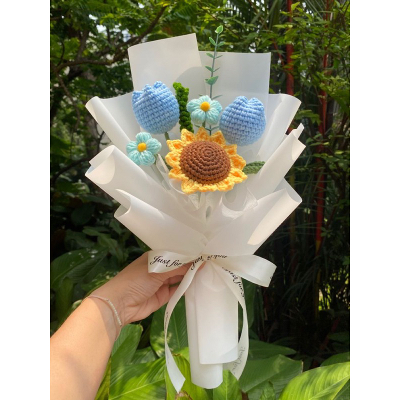 Bó hoa hướng dương bằng len handmade quà tặng trang trí