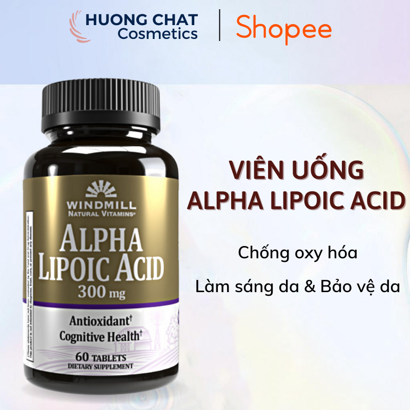 Viên uống bổ sung hỗ trợ chống oxy hóa, làm sáng da Alpha Lipoic Acid 300 mg
