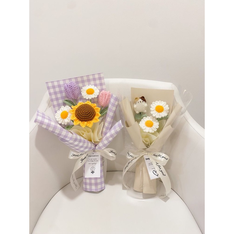 Bó hoa hướng dương bằng len handmade quà tặng trang trí