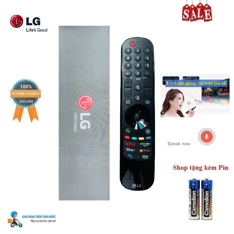 Remote Điều khiển tivi LG giọng nói 2022 MR22GA các dòng tivi LG 2017-2022-Hàng mới chính hãng Fullbox LG