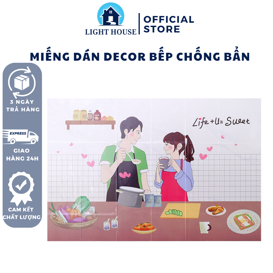 Giấy Dán Tường, Giấy Dán Tường Tráng Nhôm Decor Trang Trí Bếp Họa Tiết Chống Bẩn, Chống Mốc Dễ Lau Chùi Cách Nhiệt