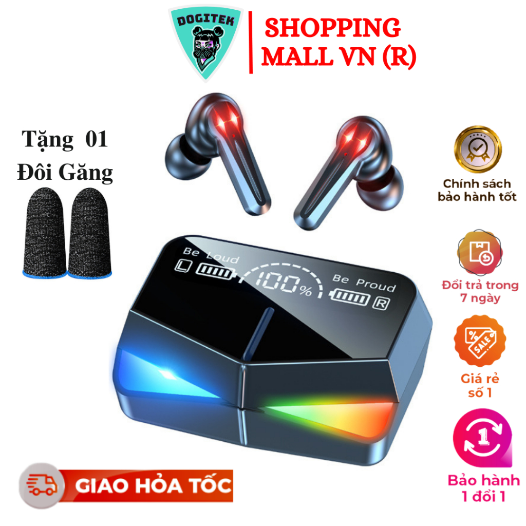 Tai nghe không dây gaming bluetooth Dogitek M28 có LED RGB và không trễ âm ( Bản quốc tế, tặng găng tay)