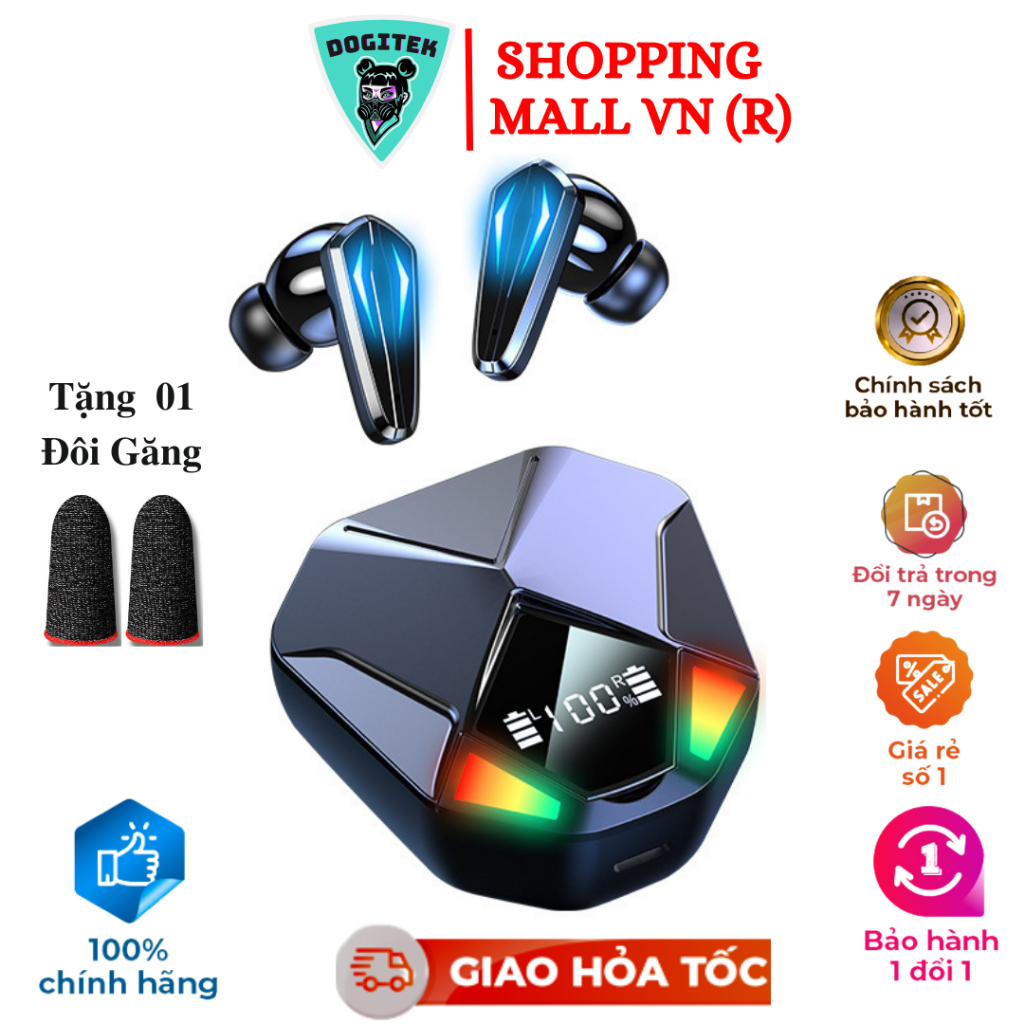 Tai nghe gaming không dây bluetooth Dogitek X6 có LED RGB và thiết kế tinh tế ( Bản quốc tế,tặng găng tay) Chip Louda)