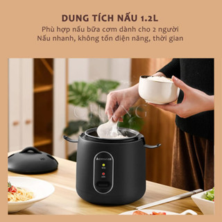 Nồi Cơm Điện Mini Chống Dính Chigo Nấu Hầm Súp Cháo Đa Năng Dung Tích 1.2L An Toàn Tiện Lợi  ✿CHIGO ĐEN✿