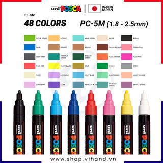 [VIHAND - CHÍNH HÃNG] Bút sơn nước vẽ đa chất liệu Uni Posca PC-5M - Ngòi 1.8 - 2.5mm (Cây lẻ)