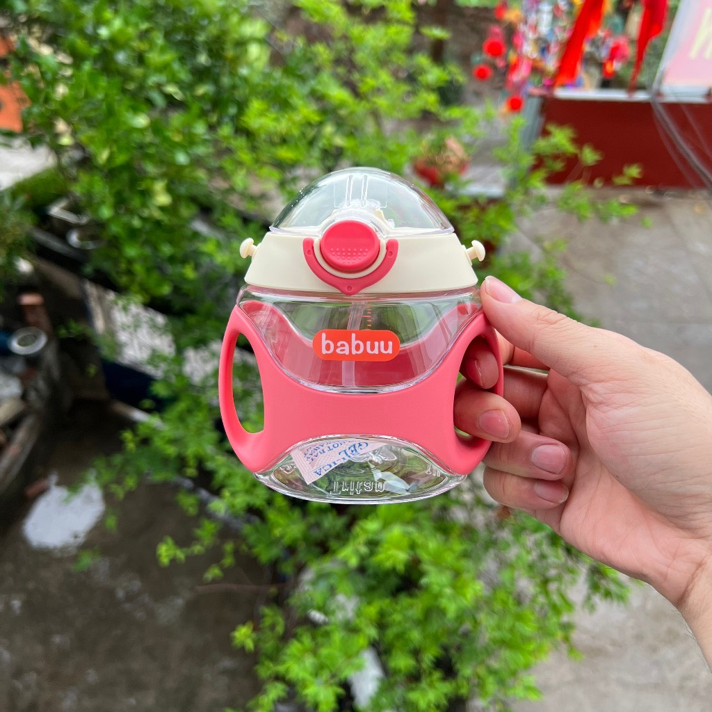 Bình tông đựng nước /Bình tập hút nước chống sặc Babuu 330ml kèm dây đeo