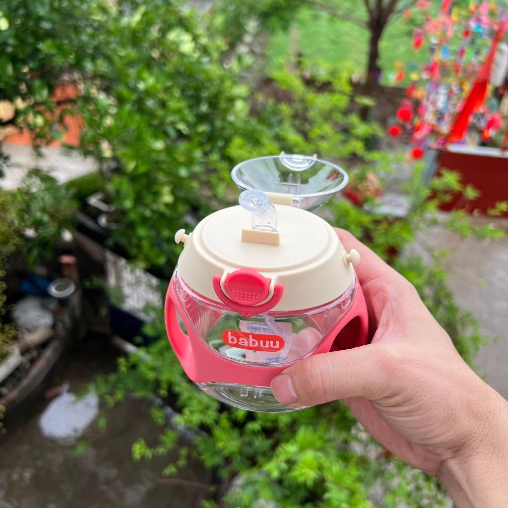 Bình tông đựng nước /Bình tập hút nước chống sặc Babuu 330ml kèm dây đeo