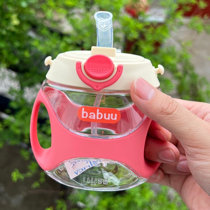 Bình tông đựng nước /Bình tập hút nước chống sặc Babuu 330ml kèm dây đeo