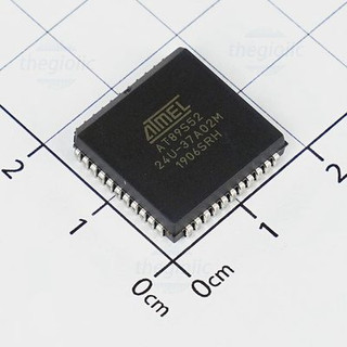At89s52-24ju, 8-bit 8051 microcontroller, 24mhz, 8kb flash, 44-plcc//55