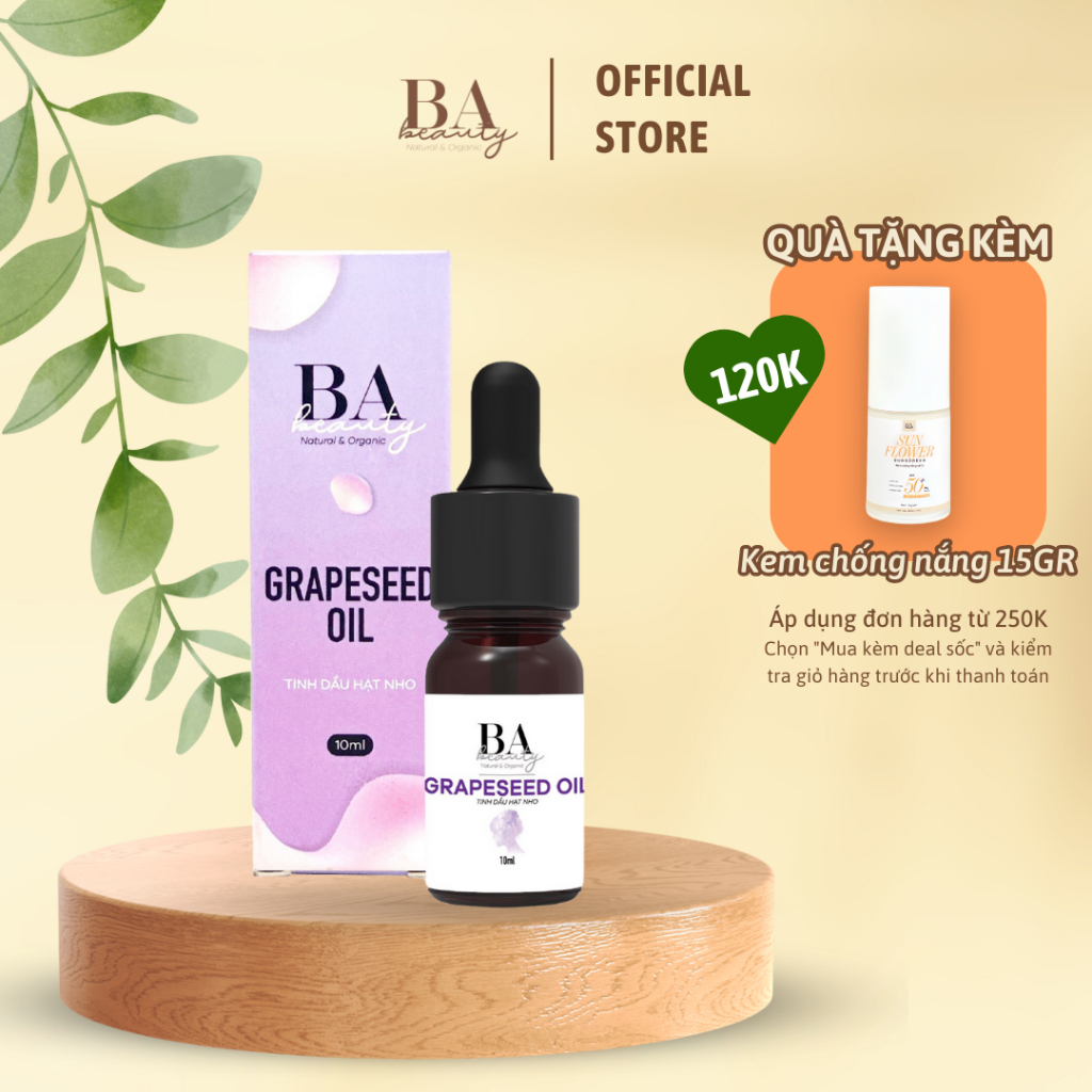 Tinh dầu Hạt nho cấp ẩm làm mềm mịn da se lỗ chân lông - Grapeseed Oil 10ml - Babeauty