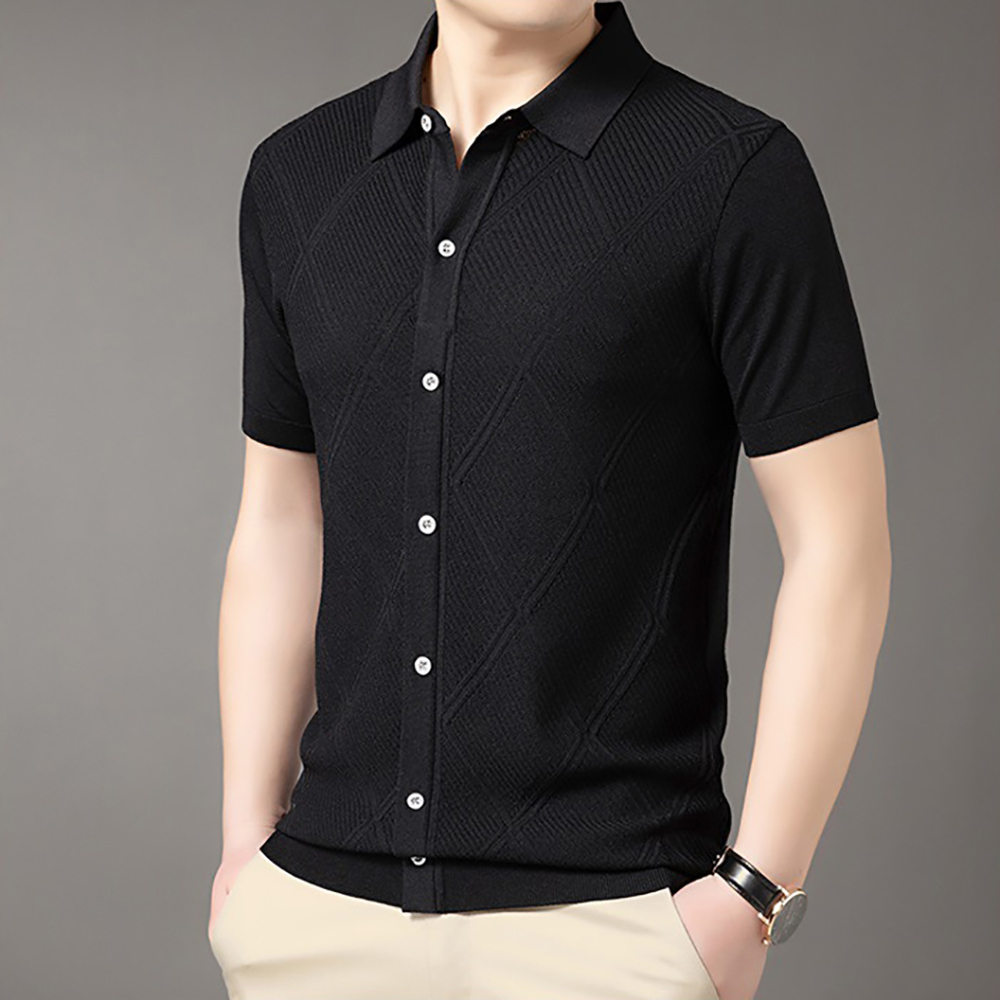 Áo thun nam cổ bẻ form ôm 2 màu trắng đen đơn giản mà vẫn sang chảnh lịch lãm H75