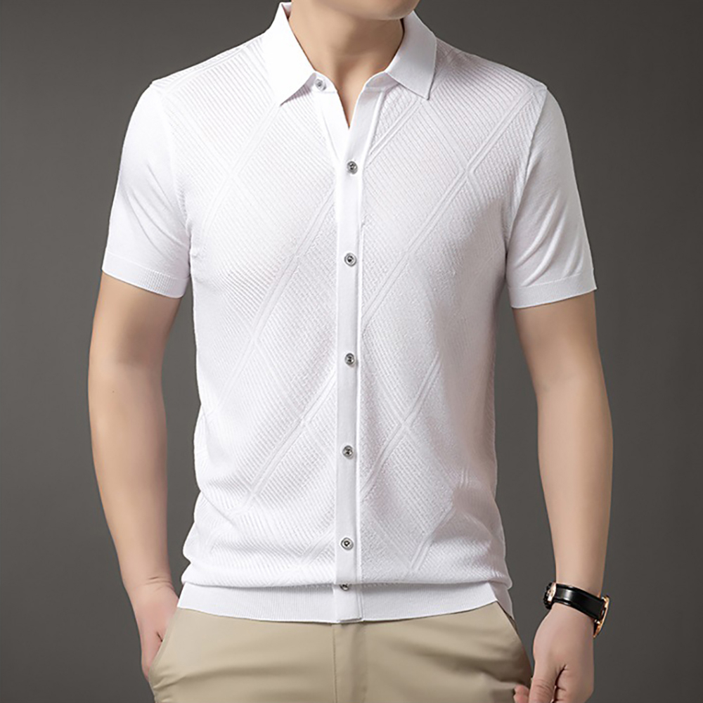 Áo thun nam cổ bẻ form ôm 2 màu trắng đen đơn giản mà vẫn sang chảnh lịch lãm H75