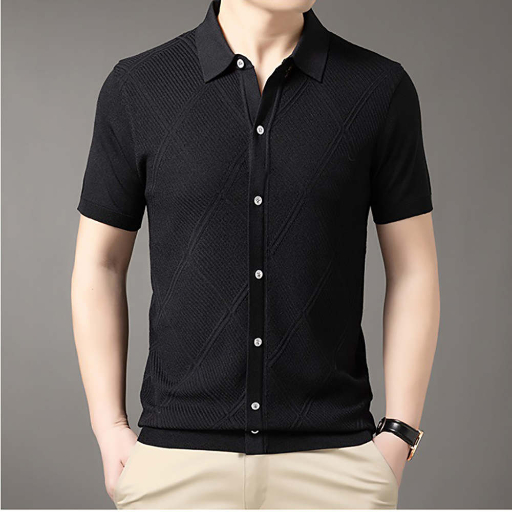 Áo thun nam cổ bẻ form ôm 2 màu trắng đen đơn giản mà vẫn sang chảnh lịch lãm H75