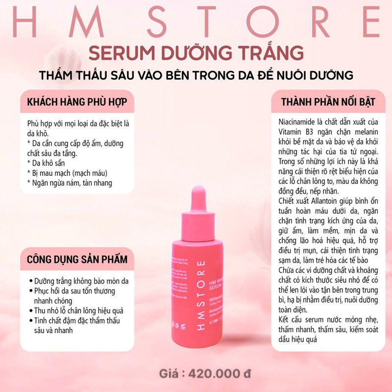 Serum Dưỡng trắng da Hmstore