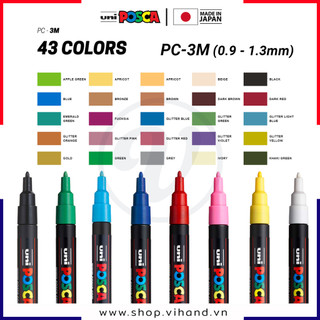 [VIHAND - CHÍNH HÃNG] Bút sơn nước vẽ đa chất liệu Uni Posca PC-3M - Ngòi 0.9 - 1.3mm (Cây lẻ)