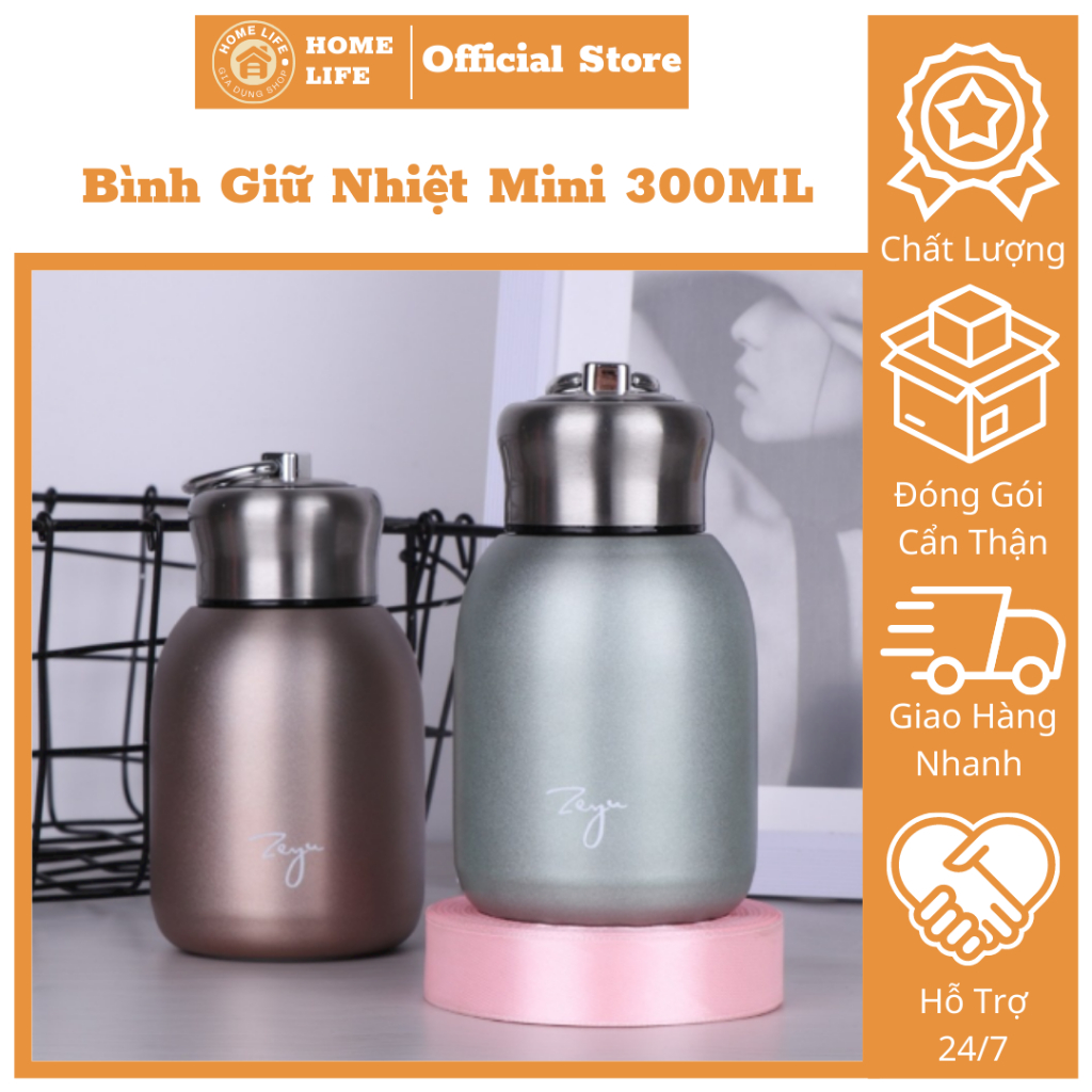 Bình Giữ Nhiệt Mini 300ML LIFE HOME Chât Liệu Thép Không Gỉ Siêu Cute Giữ Nhiệt 12 Giờ CGNMINI