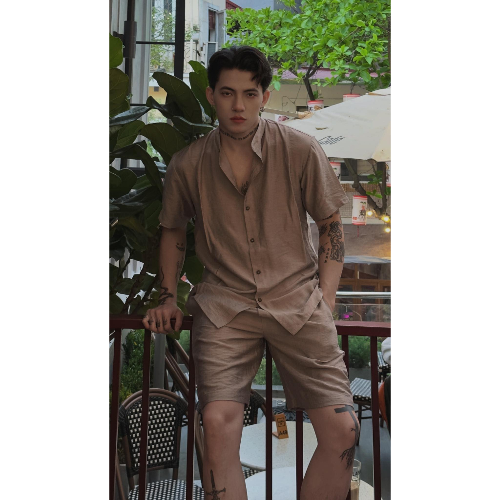 Bộ đũi nam cổ sơ mi quần đùi có túi Melody-51001