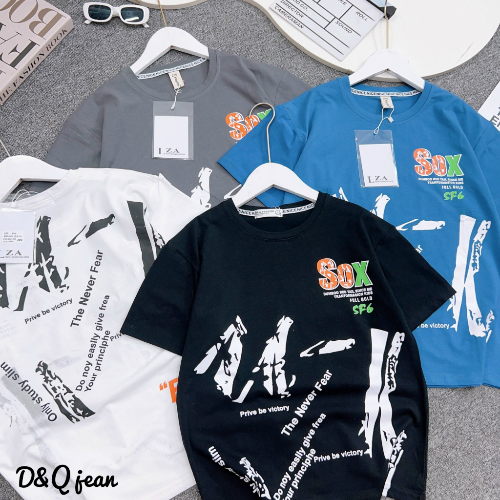 Áo phông đại cồ quảng châu cho bé trai 33-50kg cao cấp xịn xò, áo phông cổ tròn size đại bé trai