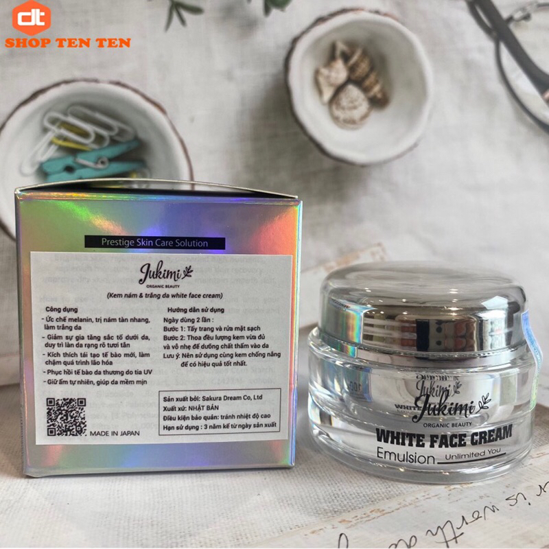Kem nám trắng da Jukimi White Face Cream giúp đào thải sắc tố melanin