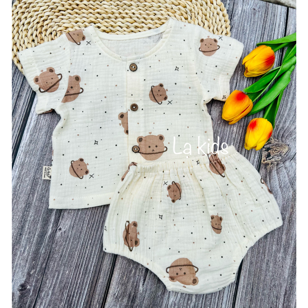 Bộ xô cài cúc quần bí cho bé