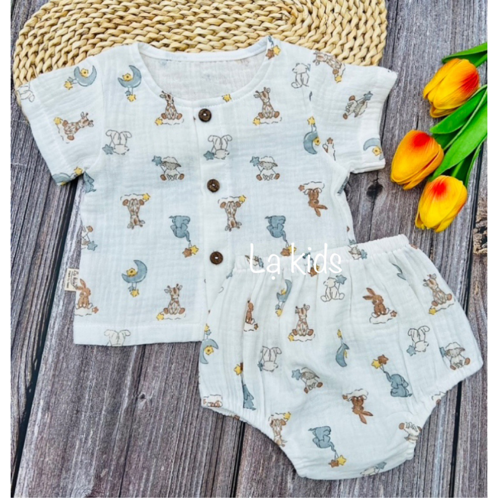 Bộ xô cài cúc quần bí cho bé