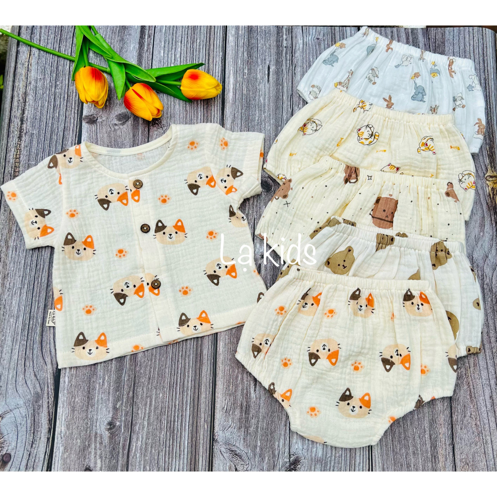 Bộ xô cài cúc quần bí cho bé