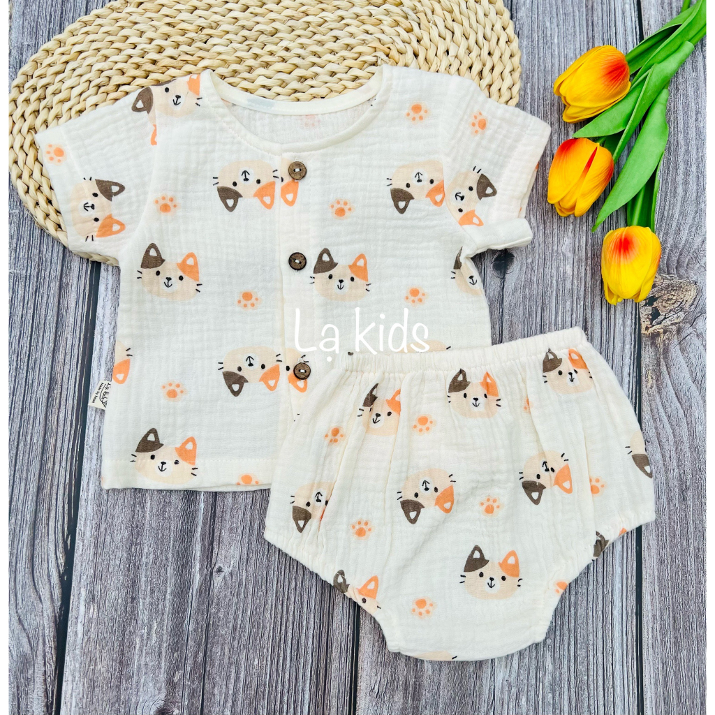 Bộ xô cài cúc quần bí cho bé