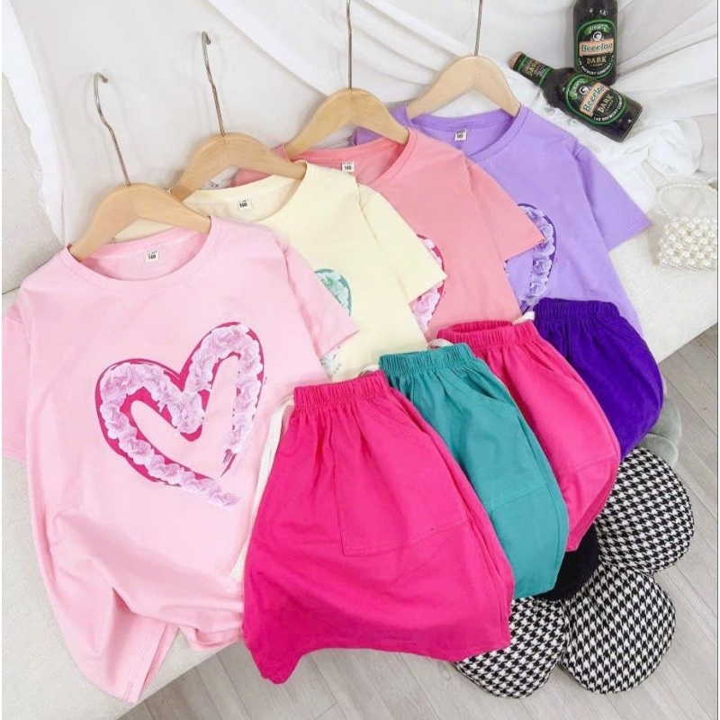 Bộ hè bé gái size đại chất cotton mịn mát co dãn 20-40kg in gấu