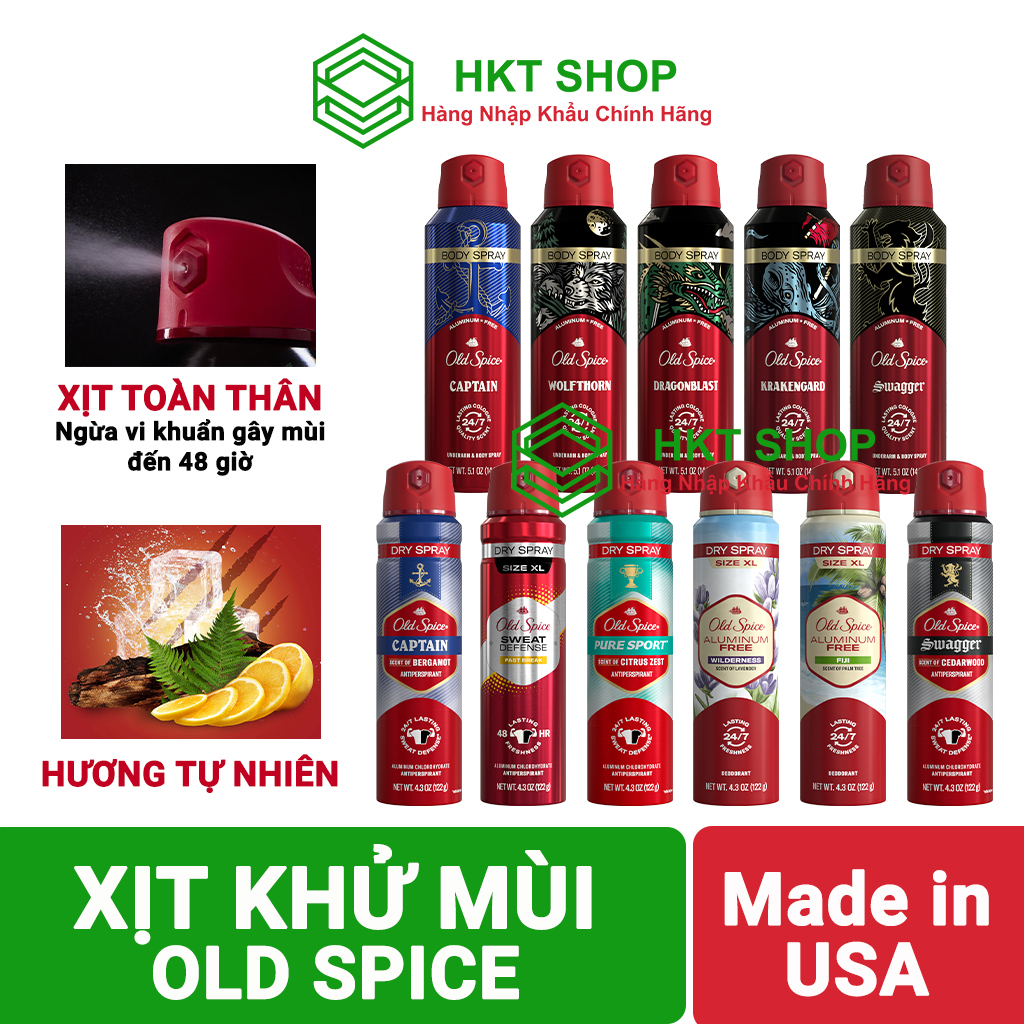 Xịt Old Spice khử mùi toàn thân - HKT Shop
