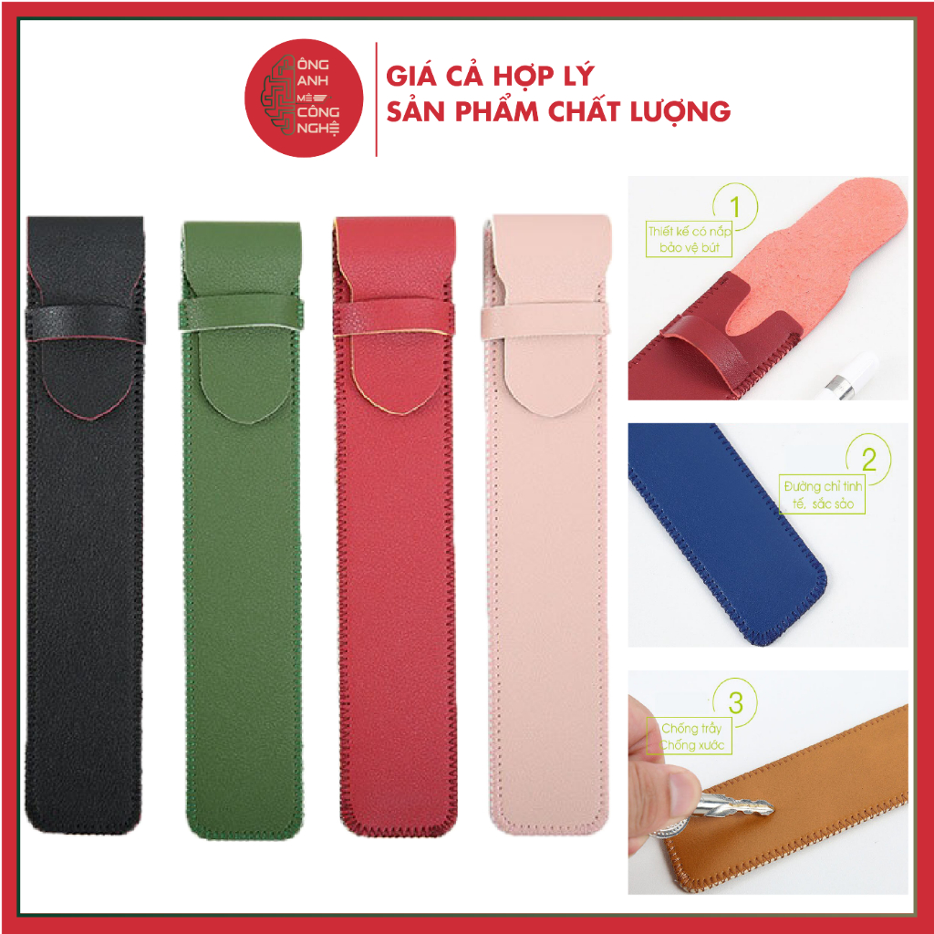 Bao Da Đựng Bút Cảm Ứng Và Apple Pencil 2 ,1 Sureface Pro Có Nắp Đậy, vỏ bút apple pencil, gọn nhẹ chống nước, trượt