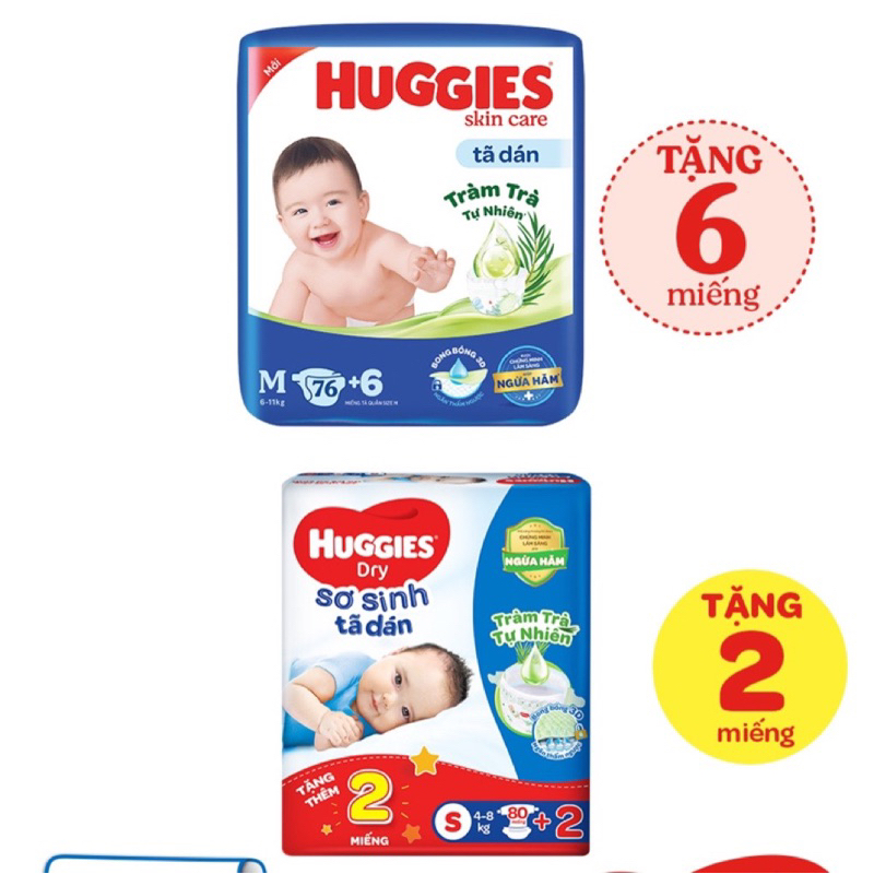 tã dán huggies size S82/M76/L68/ M76+6/XL60