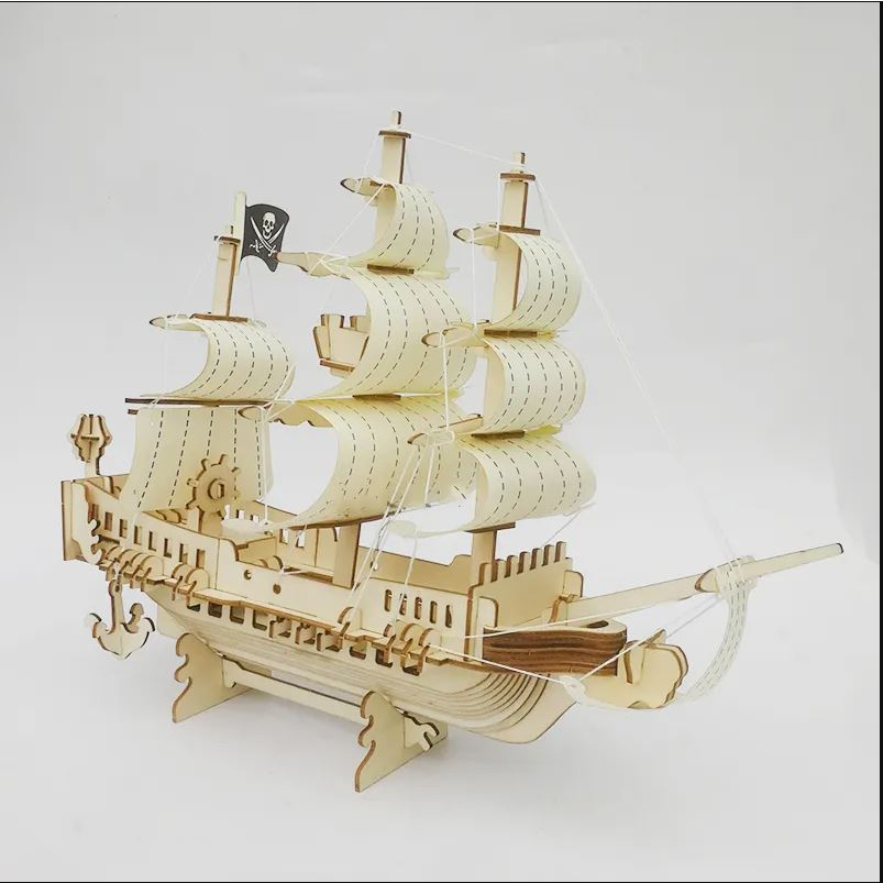 Đồ chơi Lắp ráp 3D gỗ - Mô Hình Lego thuyền buồm, tàu cướp biển, thuyền rồng - cắt laser