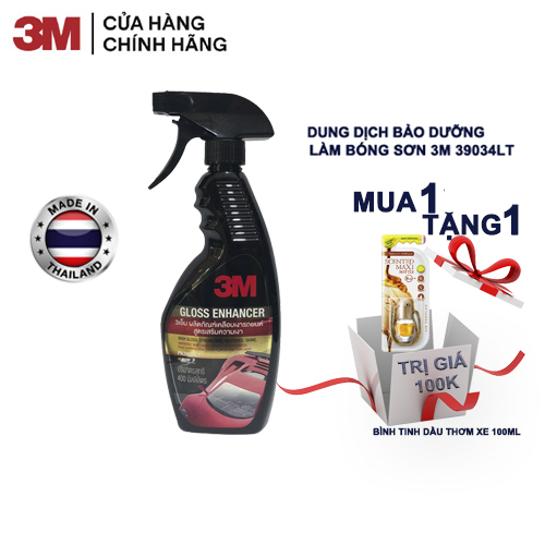 Chai xịt tăng độ bóng sơn 3M Gloss Enhancer 39034 LT 400ml- NK Thái Lan- Tặng tinh dầu thơm xe