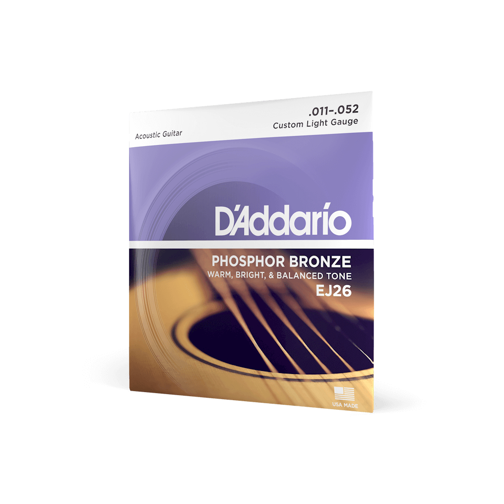 Bộ dây đàn Guitar Acoustic - D'Addario EJ26 - Phosphor Bronze, Custom Light Gauge .011-.052 (11-52)