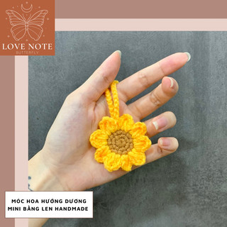 Móc khóa/móc treo hoa hướng dương mini bằng len handmade xinh xắn treo chìa khoá, balo, túi xách