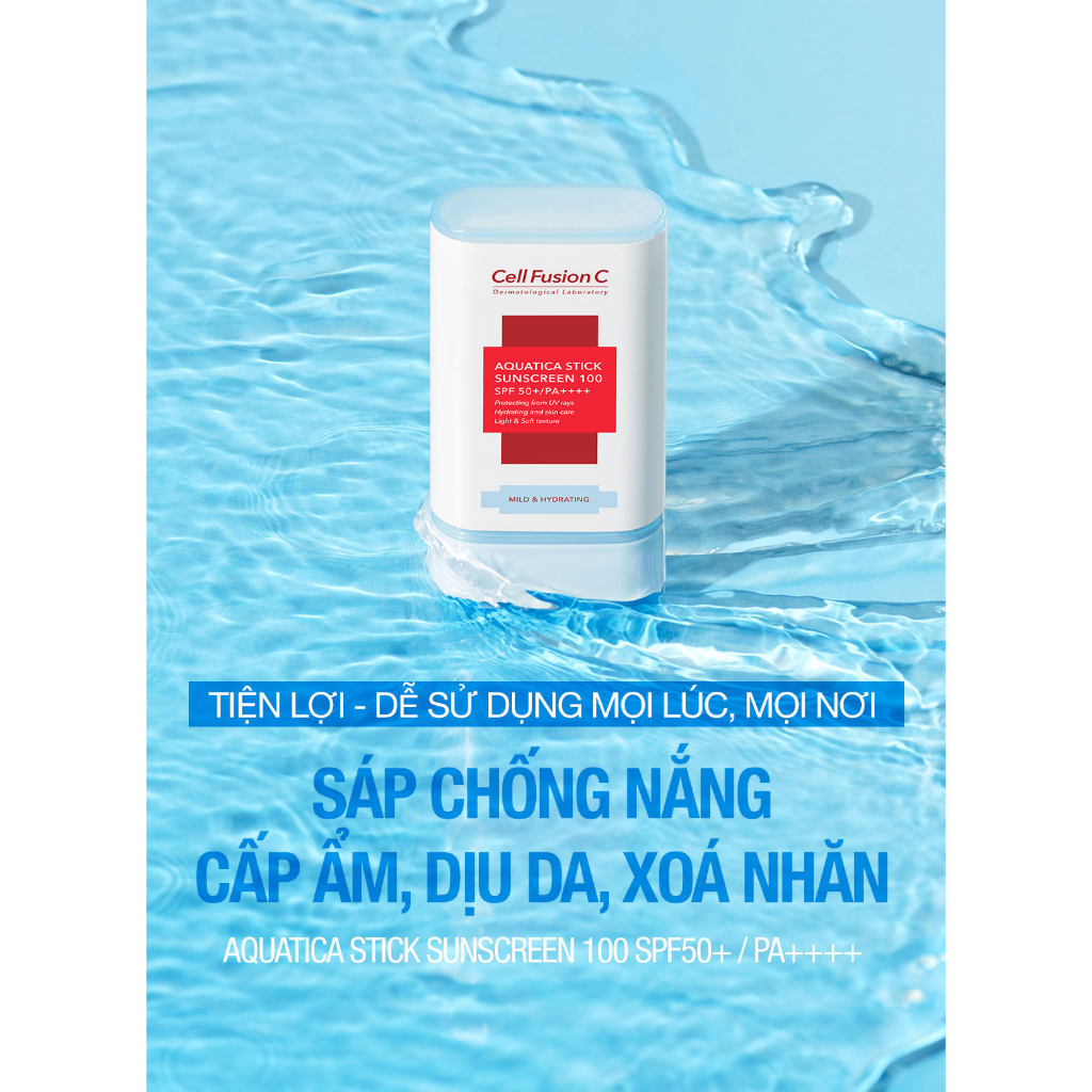 Sáp Chống Nắng Cấp Ẩm, Dịu Da, Ngăn Ngừa Nếp Nhăn & Sạm Nám Cell Fusion C Aquatica Stick Sunscreen 100 SPF 50+/PA++++