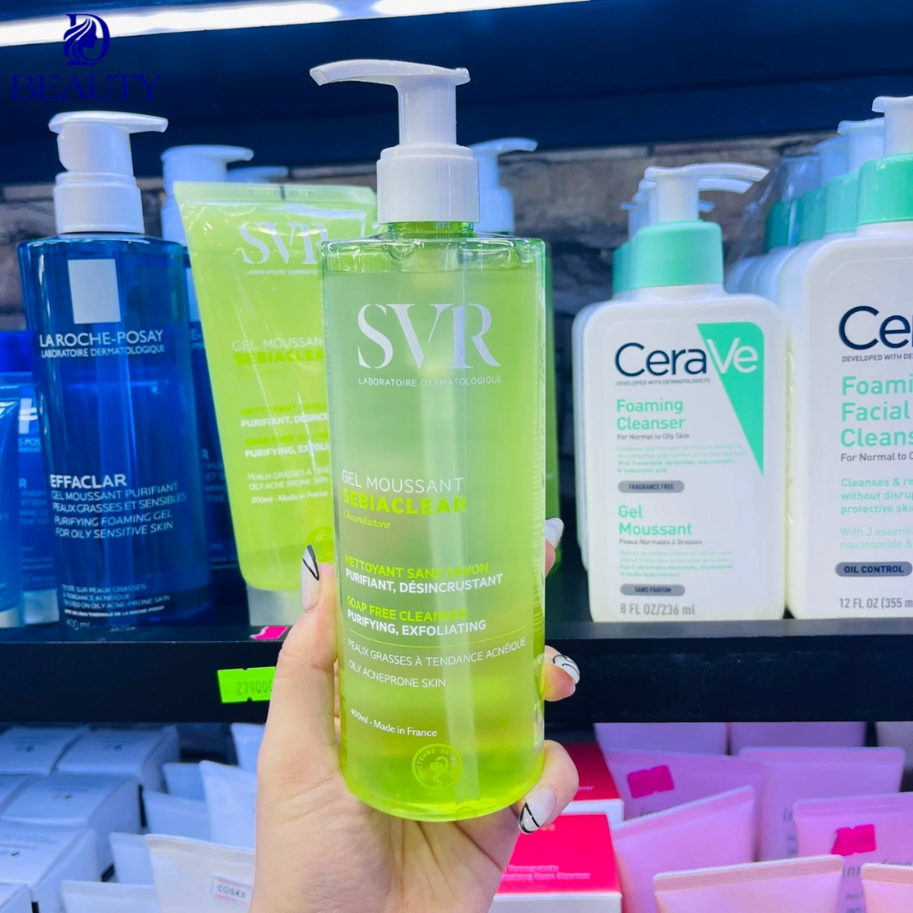 Sữa Rửa Mặt SVR Sebiaclear Gel Moussant 55-200-400ml Của Pháp Giúp làm sạch, tẩy tế bào chết cho da dầu mụn