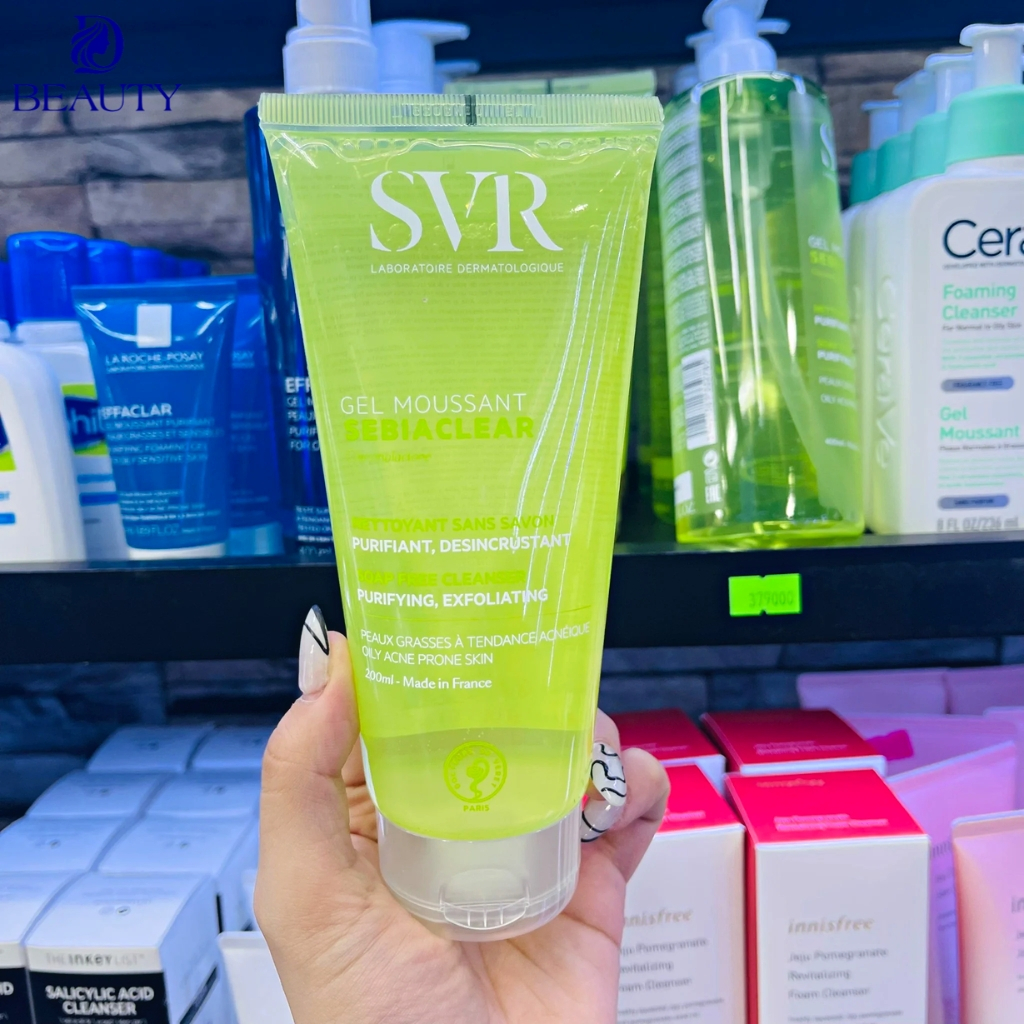 Sữa Rửa Mặt SVR Sebiaclear Gel Moussant 55-200-400ml Của Pháp Giúp làm sạch, tẩy tế bào chết cho da dầu mụn