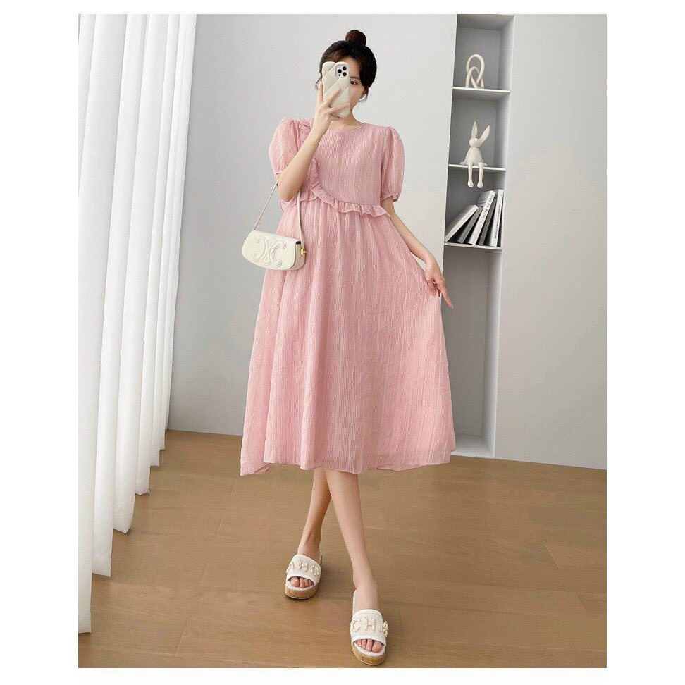 (Đủ size 40-75kg)Váy bầu,đầm bầu tay cánh sen,thắt nơ ngực cực xinh