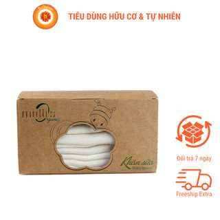 Khăn xô hữu cơ Mollis hộp 10 chiếc, kích thước 30x30cm làm từ bông hữu cơ an toàn cho da trẻ sơ sinh