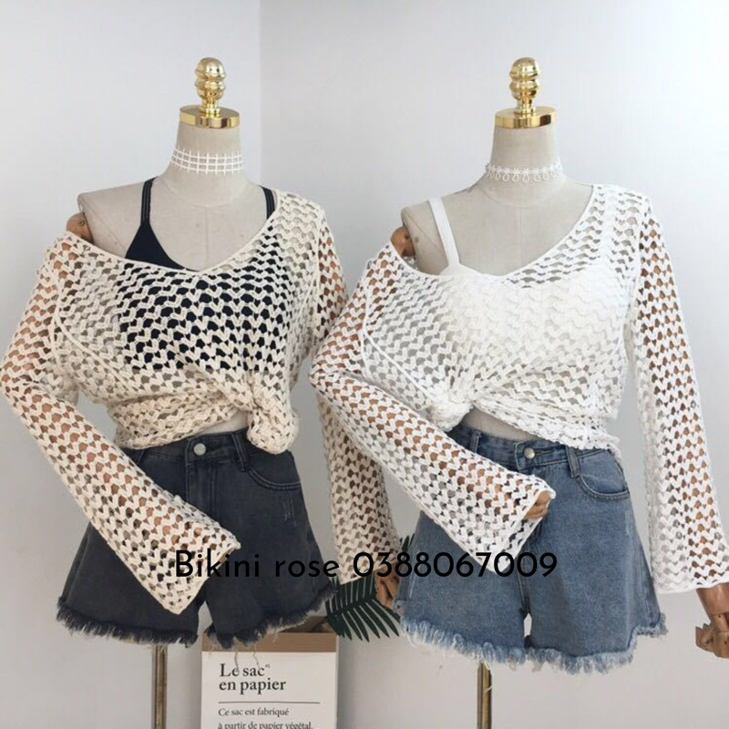 ÁO KHOÁC LƯỚI REN TRÁI TIM ĐI BIỂN CARDIGAN
